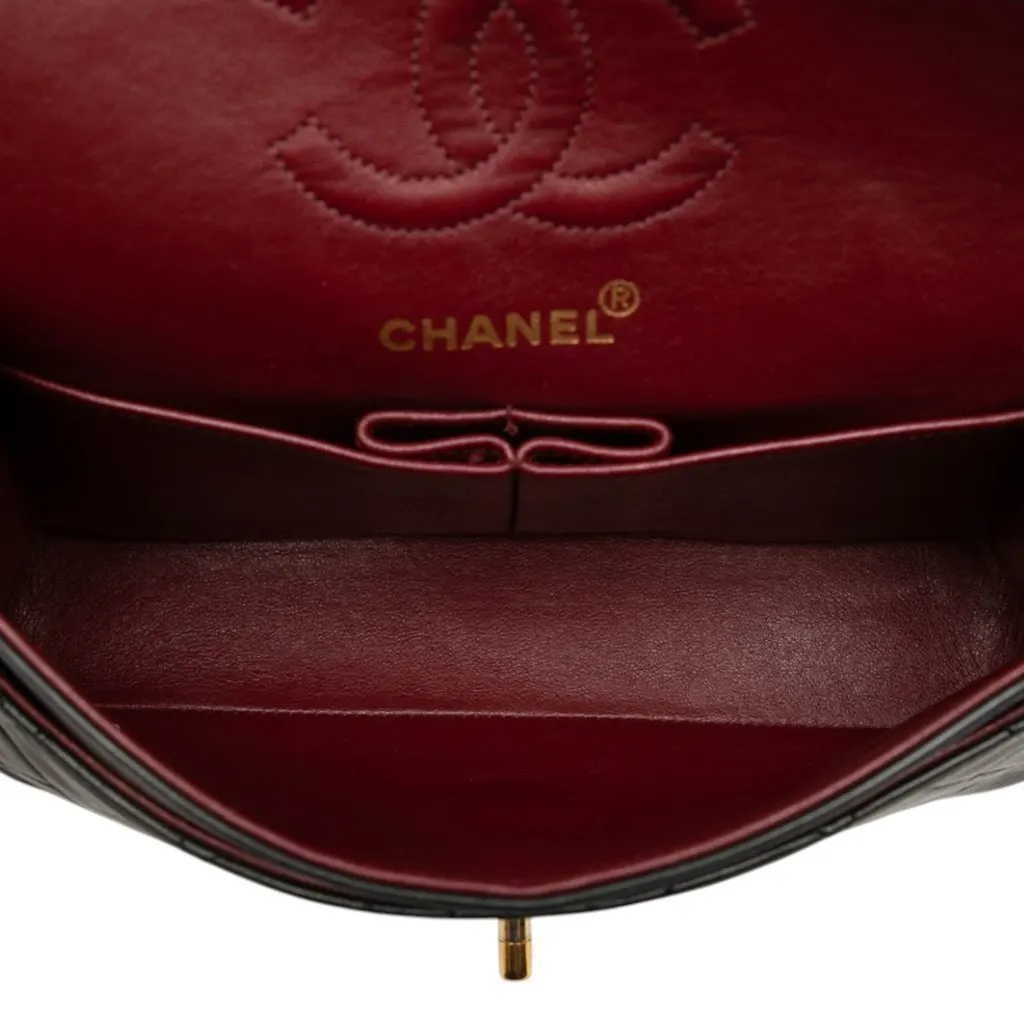 Chanel Small Classic Lambskin Double Flap Black Leather Good - Model View