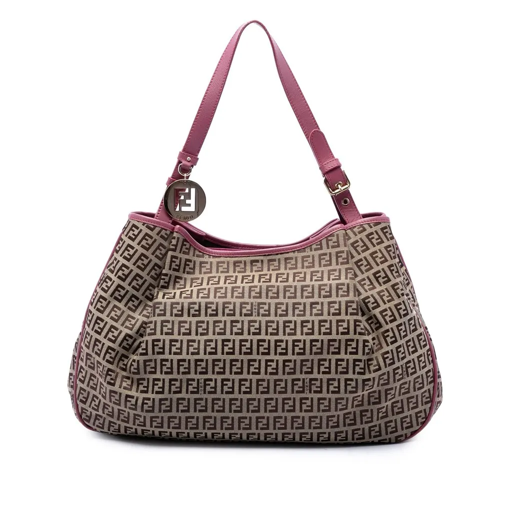 Fendi Zucchino Canvas Tote Beige Canvas Good - Front View