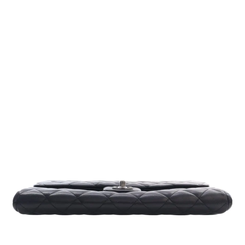 Chanel CC Quilted Lambskin Flap Clutch with Chain Black Leather Very good - Box View