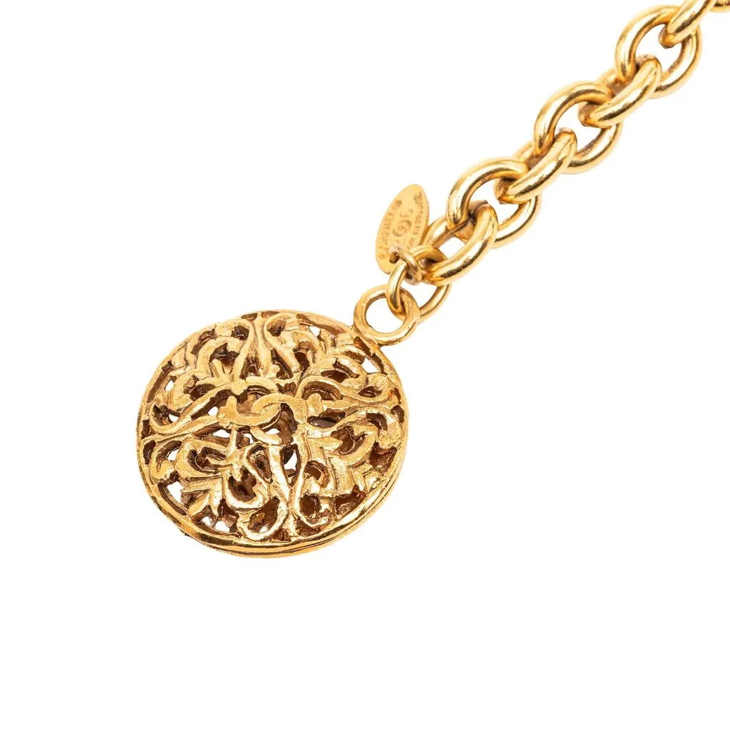 Chanel Gold Plated Equestrian Medallion Chain Belt Gold Metal Very good - Back View