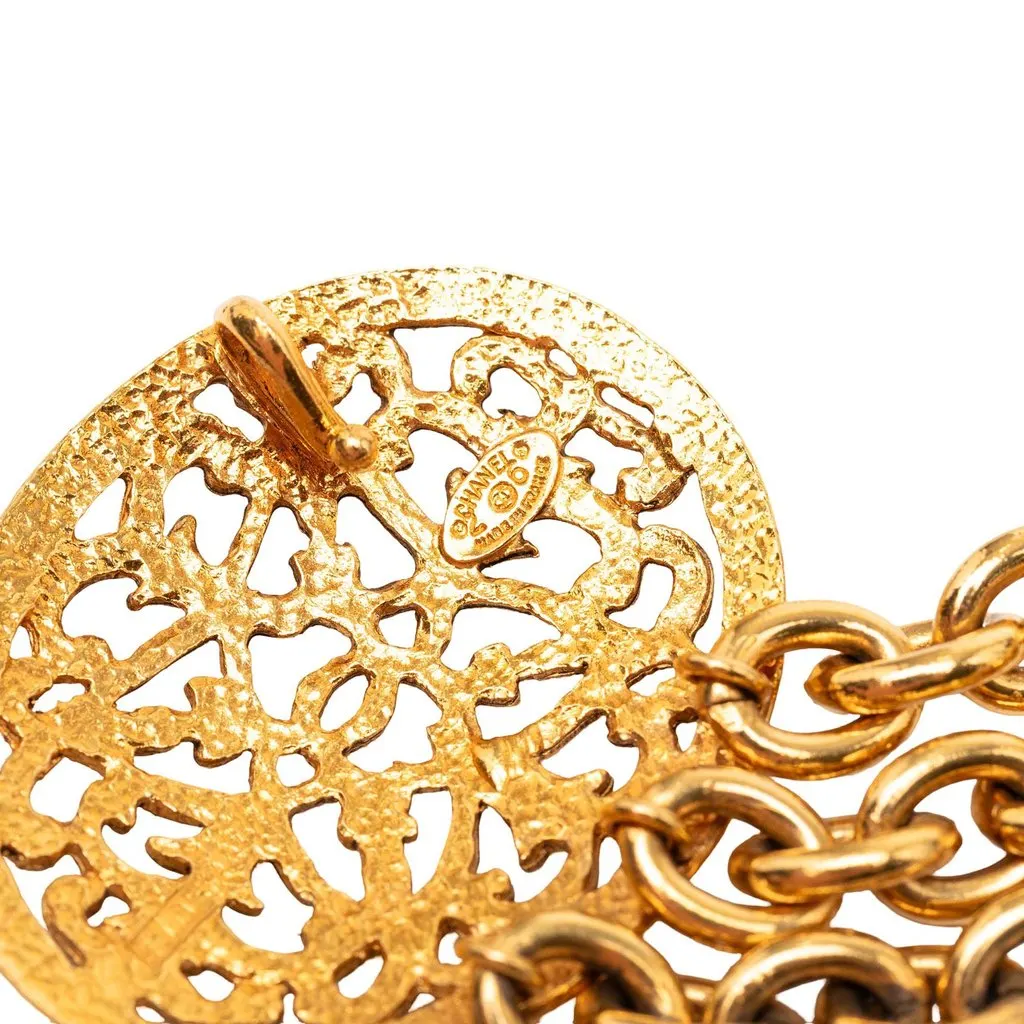 Chanel Gold Plated Equestrian Medallion Chain Belt Gold Metal Very good - Model View