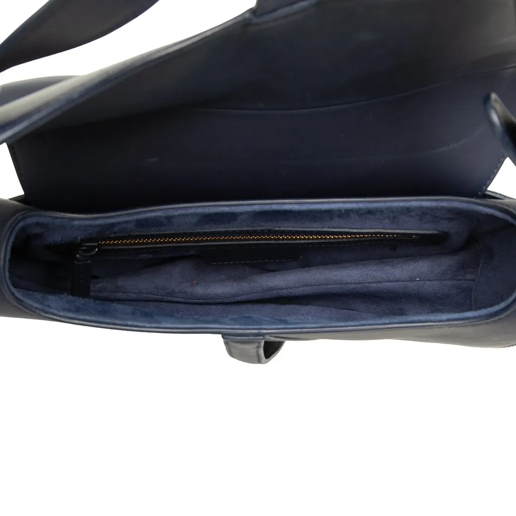 Dior Ultra Matte Calfskin Saddle Bag Blue Leather Very good - Model View