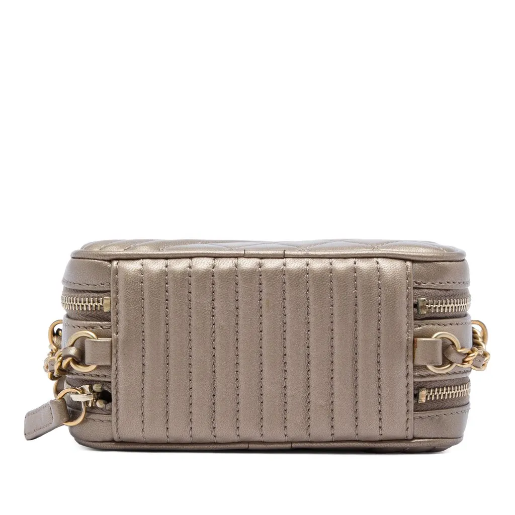 Chanel Mini Quilted Lambskin Coco Boy Camera Bag Gold Leather Very good - Inside View