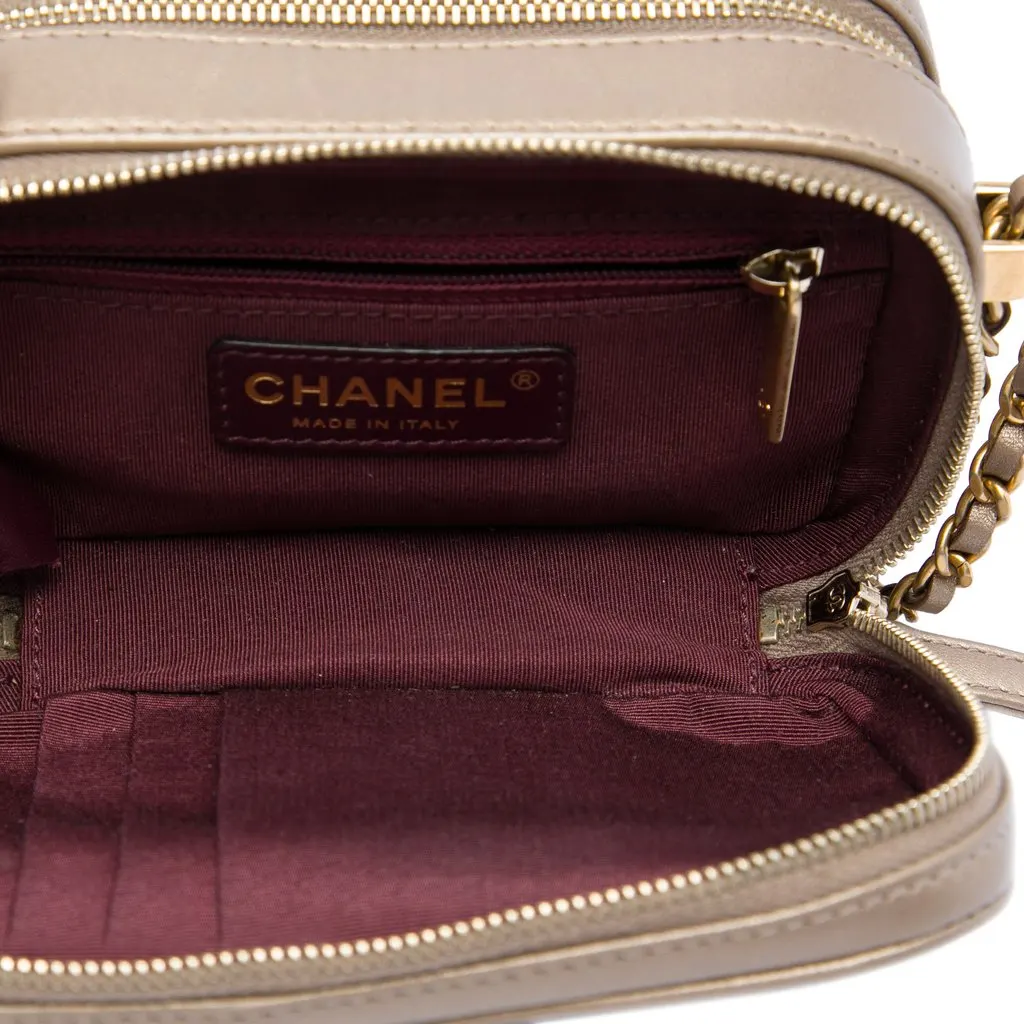 Chanel Mini Quilted Lambskin Coco Boy Camera Bag Gold Leather Very good - Model View