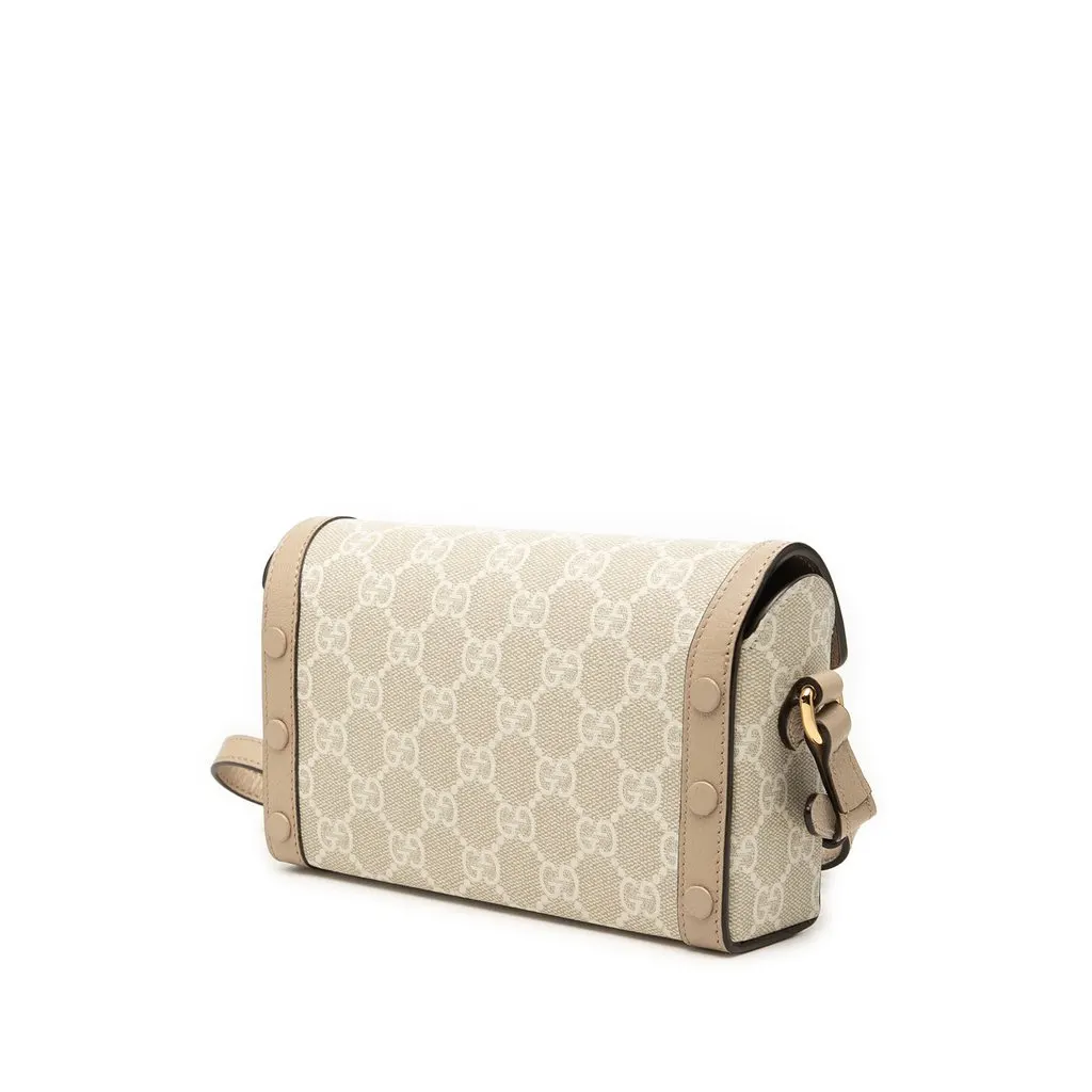 Gucci Mini GG Supreme Horsebit 1955 Crossbody Beige Canvas Very good - Back View