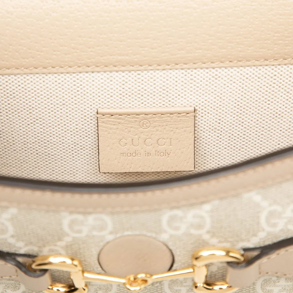 Gucci Mini GG Supreme Horsebit 1955 Crossbody Beige Canvas Very good - Box View