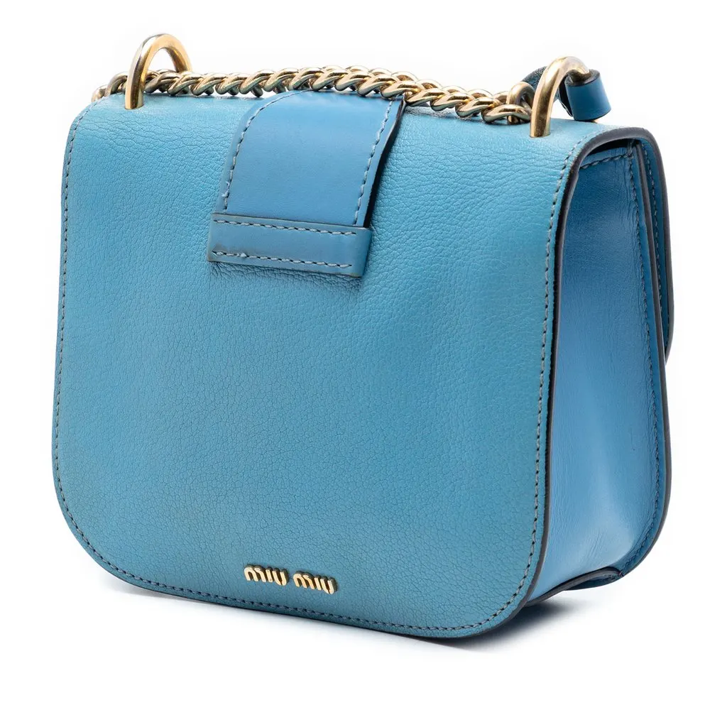 Miu Miu Goatskin Madras Crossbody Blue Leather Very good - Back View