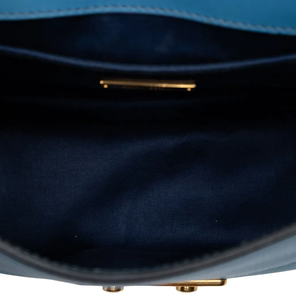 Miu Miu Goatskin Madras Crossbody Blue Leather Very good - Model View
