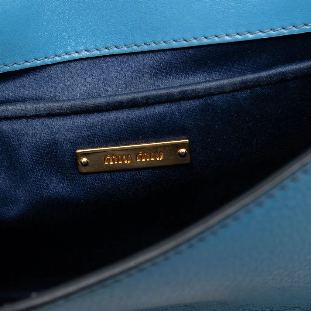 Miu Miu Goatskin Madras Crossbody Blue Leather Very good - Box View