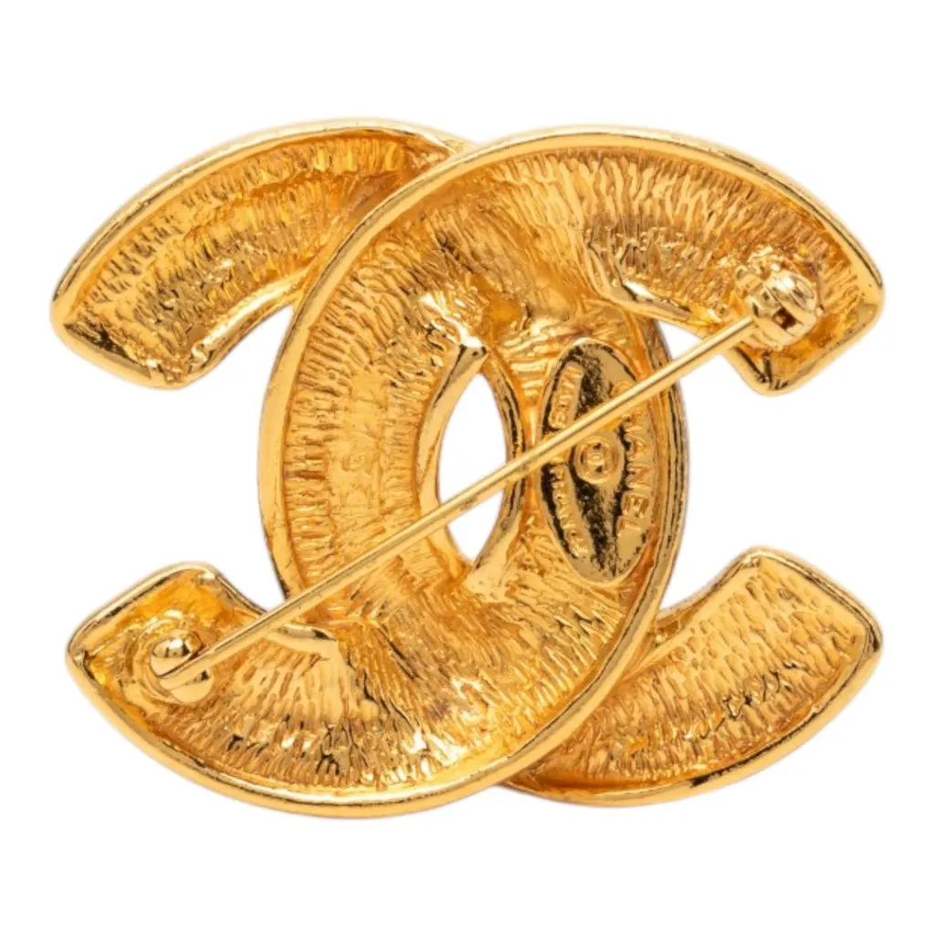 Chanel CC Gold Plated Quilted Brooch Gold Metal Very good - Back View