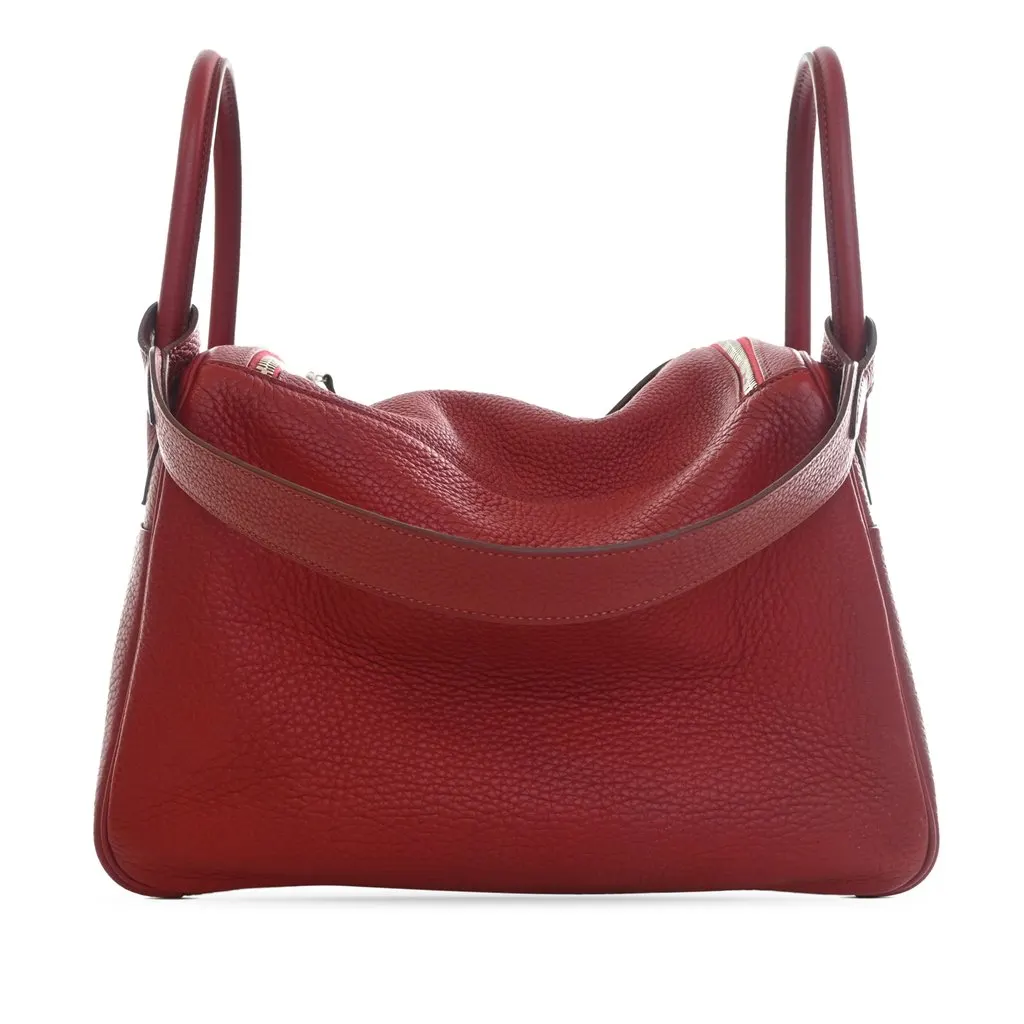 Hermès Clemence Lindy 30 Red Leather Good - Back View