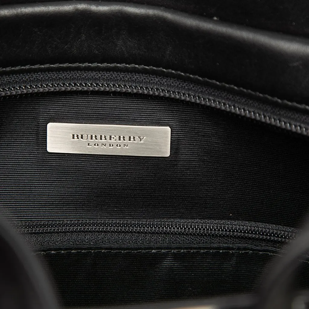 Burberry Nova Check Canvas Trimmed Leather Satchel Black Leather Very good - Box View