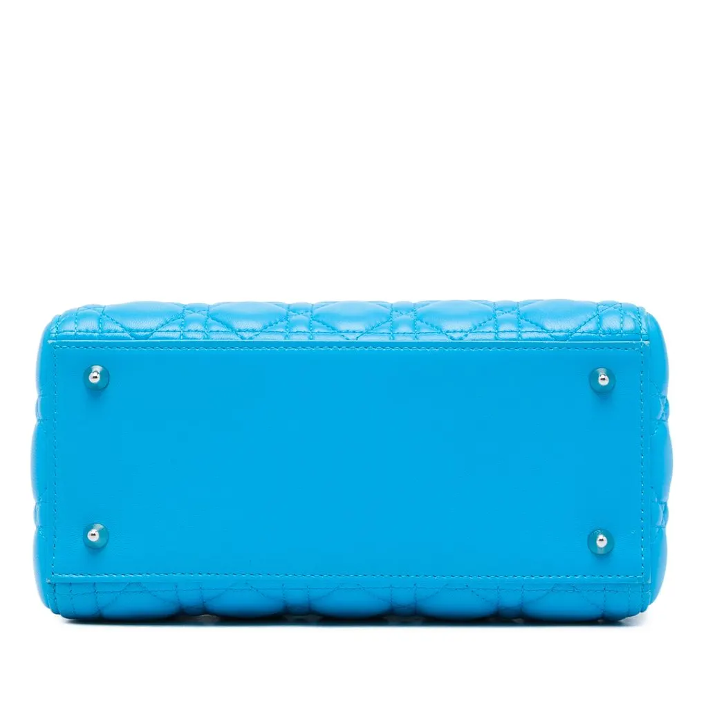 Dior Medium Lambskin Cannage Lady Dior Blue Leather Very good - Inside View