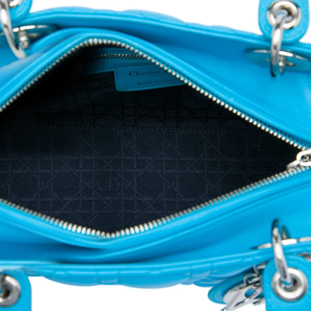 Dior Medium Lambskin Cannage Lady Dior Blue Leather Very good - Model View