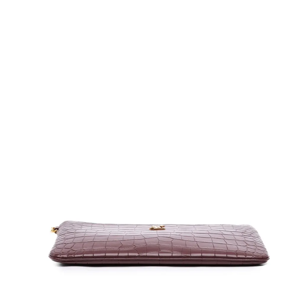 Saint Laurent Croc Embossed Calfskin Monogram Tablet Pouch Red Leather Very good - Inside View