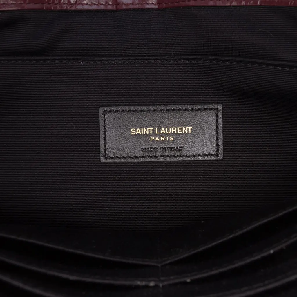 Saint Laurent Croc Embossed Calfskin Monogram Tablet Pouch Red Leather Very good - Box View