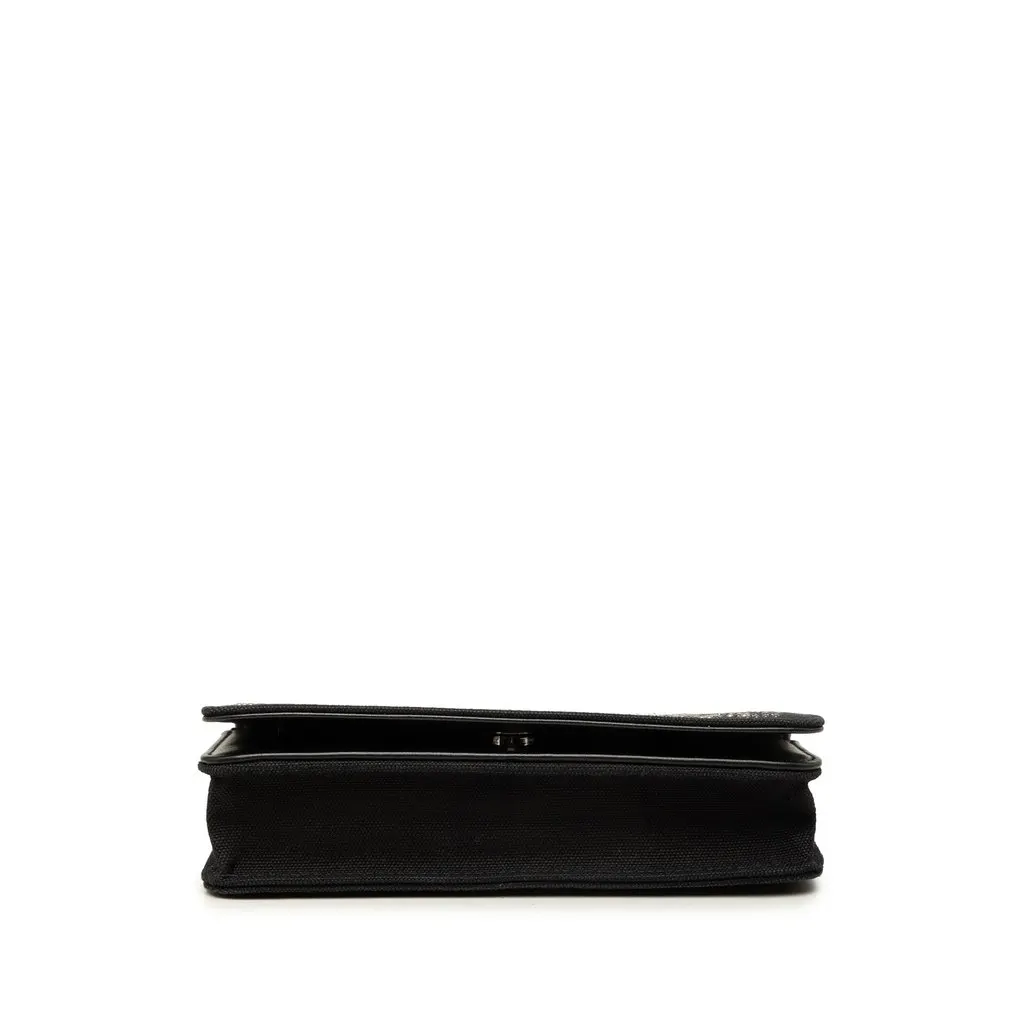 Chanel Paris Shanghai Crystal Embellished Canvas Wallet On Chain Black Canvas Very good - Inside View