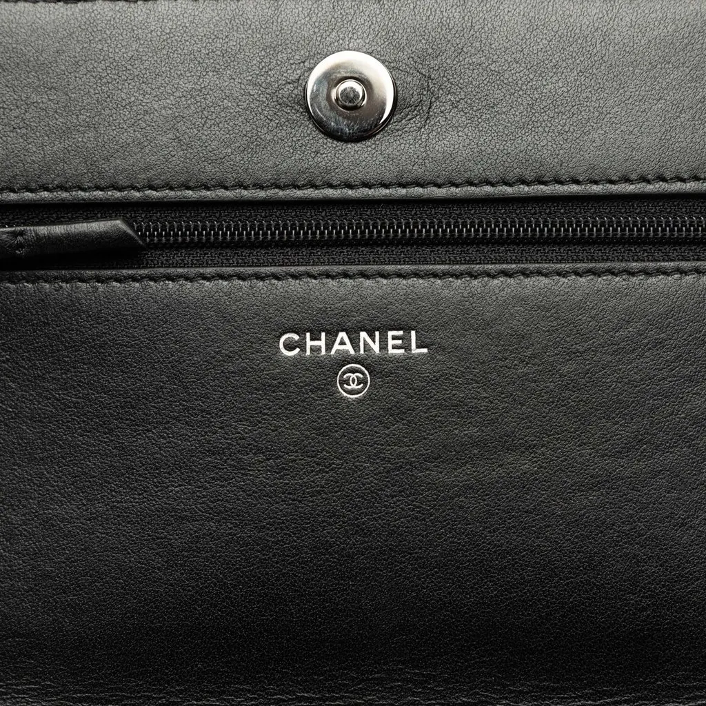 Chanel Paris Shanghai Crystal Embellished Canvas Wallet On Chain Black Canvas Very good - Box View