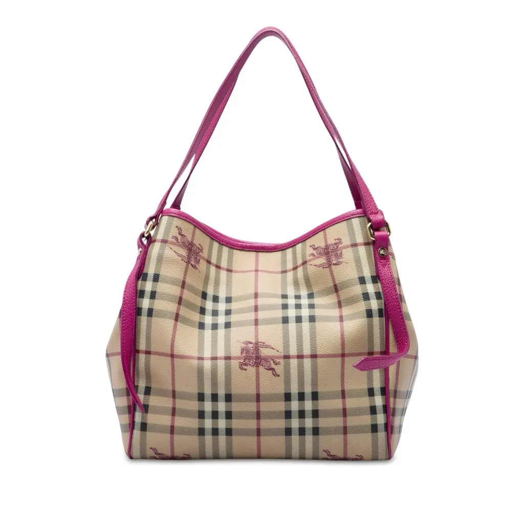 Burberry Small Haymarket Check Coated Canvas Canterbury Tote Beige Very good - Front View