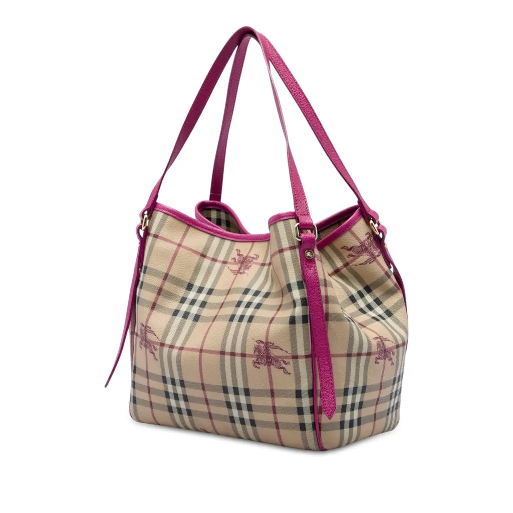 Burberry Small Haymarket Check Coated Canvas Canterbury Tote Beige Very good - Back View