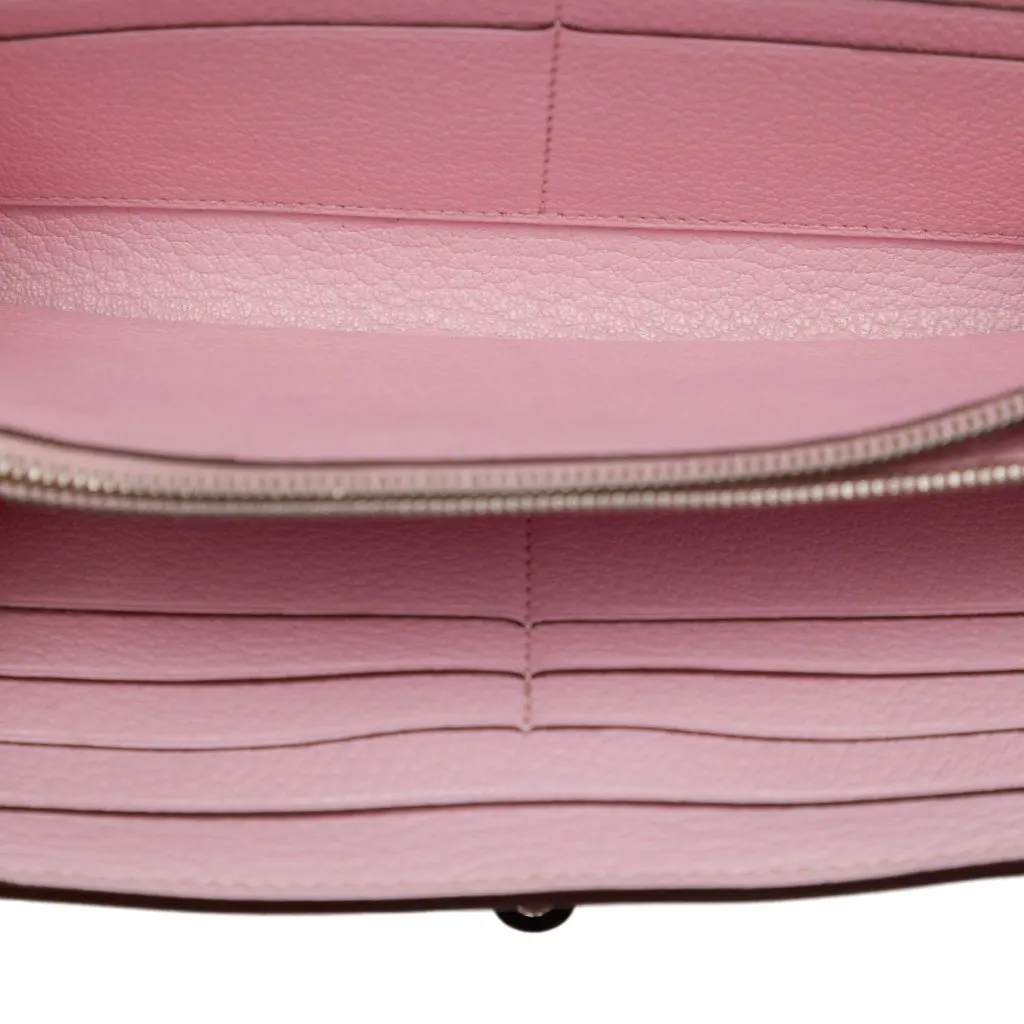 Hermès Swift Ghillies Kelly Longue Wallet Pink Leather Very good - Model View