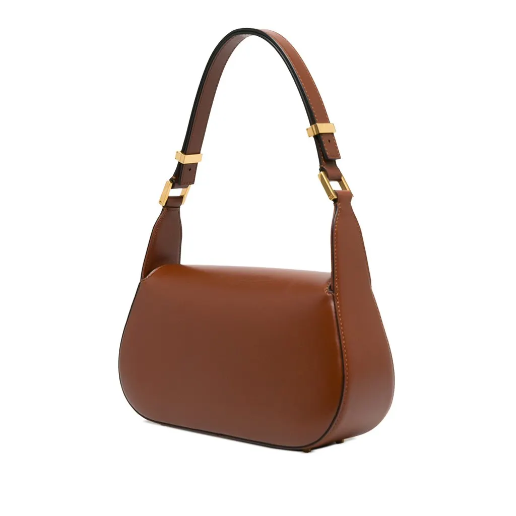 Valentino Medium Leather Vlogo Chain Shoulder Bag Brown Leather Very good - Back View