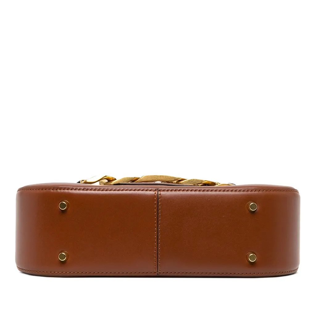 Valentino Medium Leather Vlogo Chain Shoulder Bag Brown Leather Very good - Inside View
