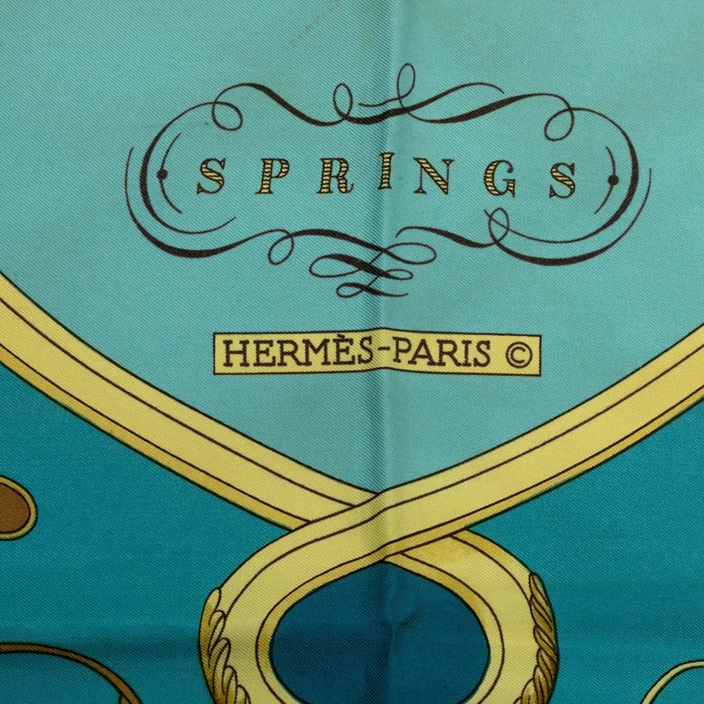 Hermès Springs Silk Scarf 90 Blue Very good - Model View