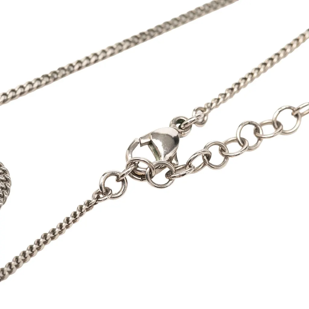 Chanel CC Brass Strass Pendant Necklace Silver Metal Very good - Box View