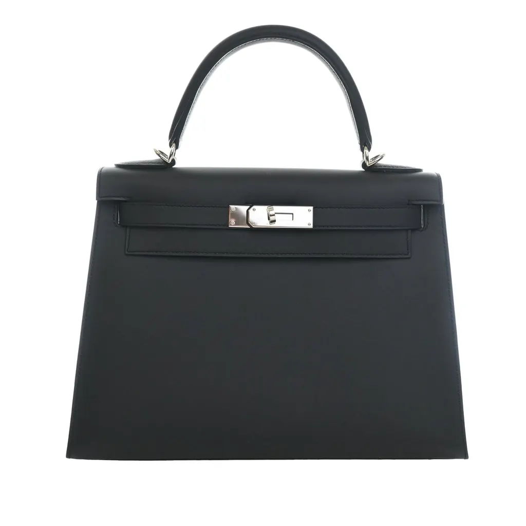 Hermès Sombrero Kelly II Sellier 28 Blue Leather Very good - Front View