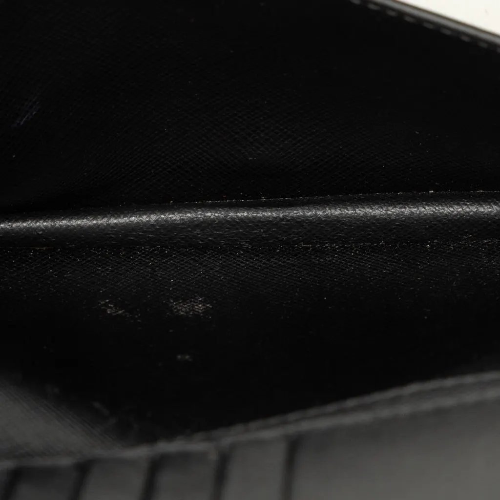Prada Saffiano Wristlet Long Wallet Black Leather Very good - Box View