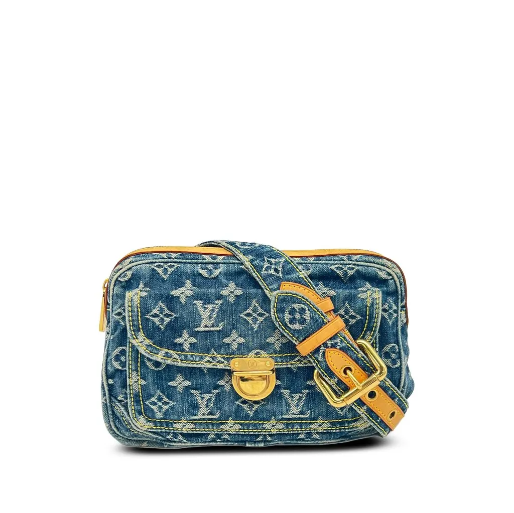 Louis Vuitton Monogram Denim Bum Bag Blue Denim Very good - Front View