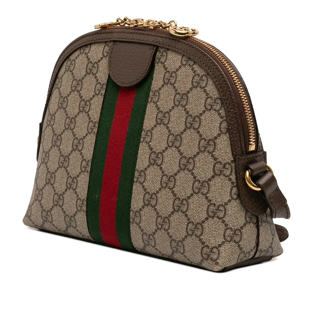 Gucci Small GG Supreme Web Ophidia Dome Crossbody Beige Canvas Very good - Back View