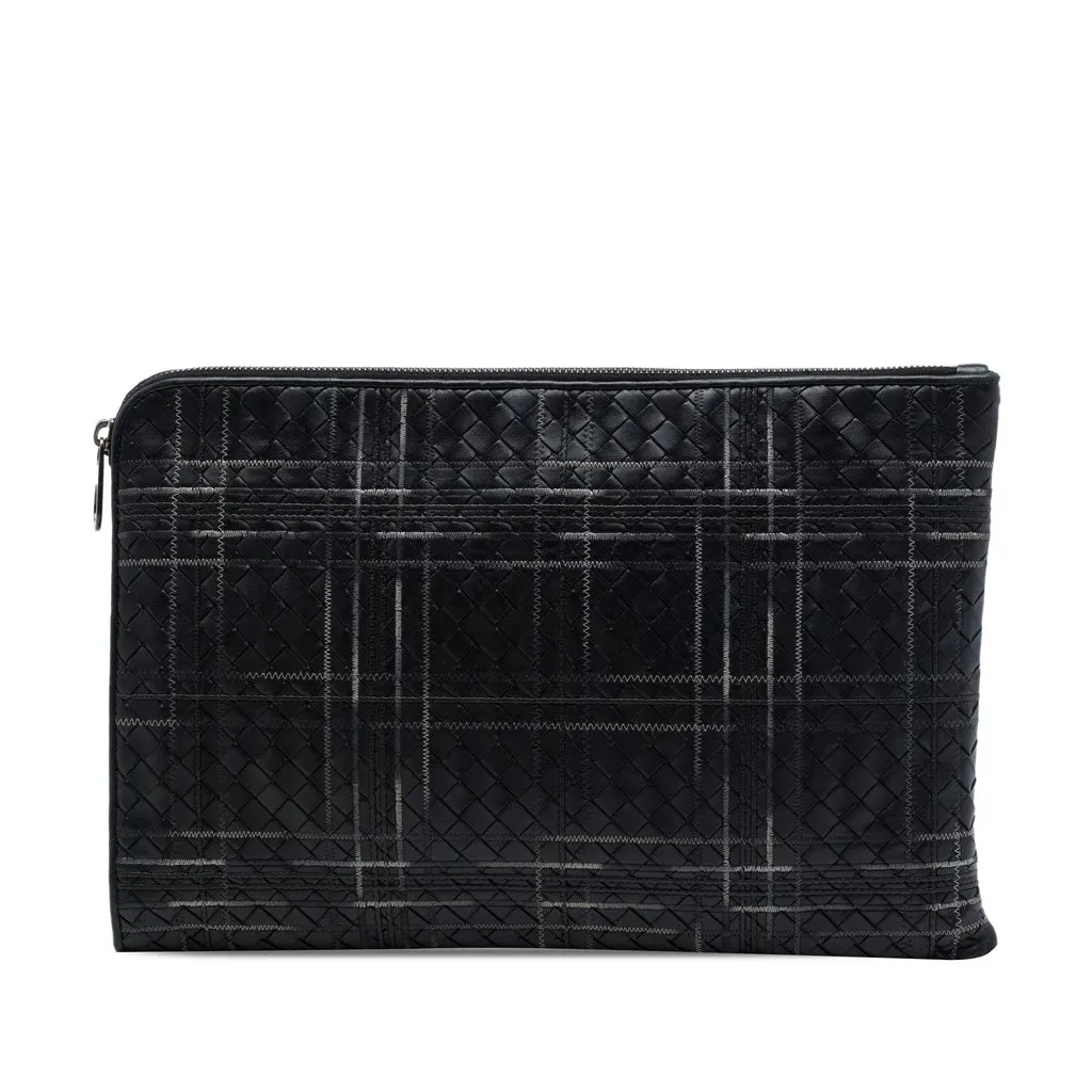 Bottega Veneta Nappa Intrecciato Metropolis Document Case Black Leather Very good - Front View