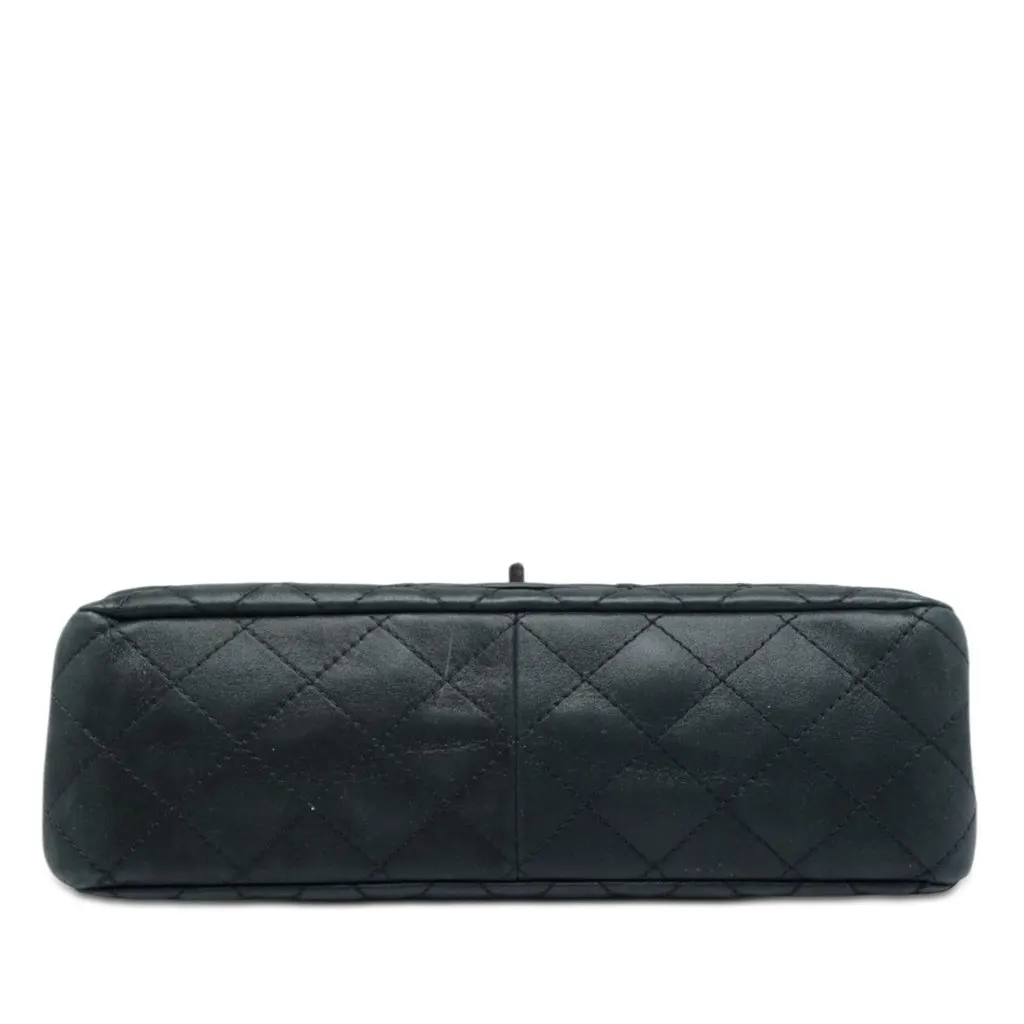 Chanel Quilted Iridescent Lambskin Reissue 2.55 Bijoux Chain Double Flap 227 Black Leather Very good - Inside View