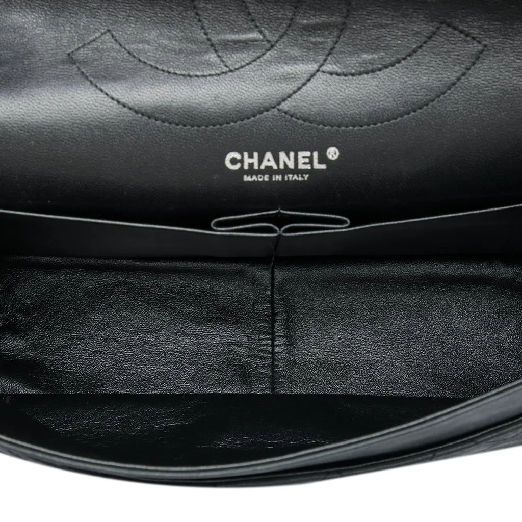 Chanel Quilted Iridescent Lambskin Reissue 2.55 Bijoux Chain Double Flap 227 Black Leather Very good - Model View