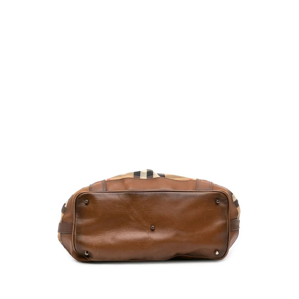 Burberry House Check Canvas Beaton Shoulder Bag Beige Canvas Good - Inside View