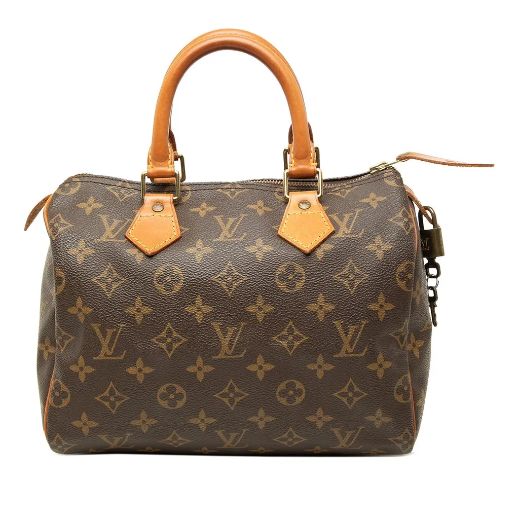 Louis Vuitton Monogram Speedy 25 Brown Canvas Good - Front View