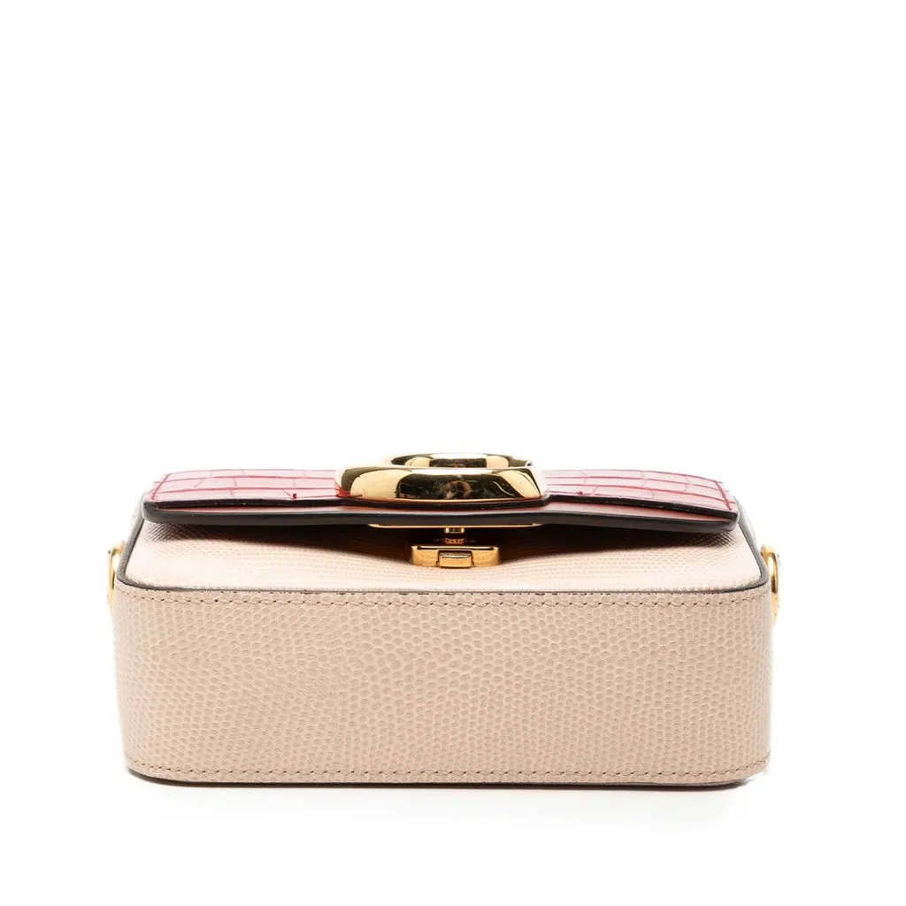 Chloé Mini Bicolor Croc Embossed Calfskin C Satchel Red Leather Very good - Inside View