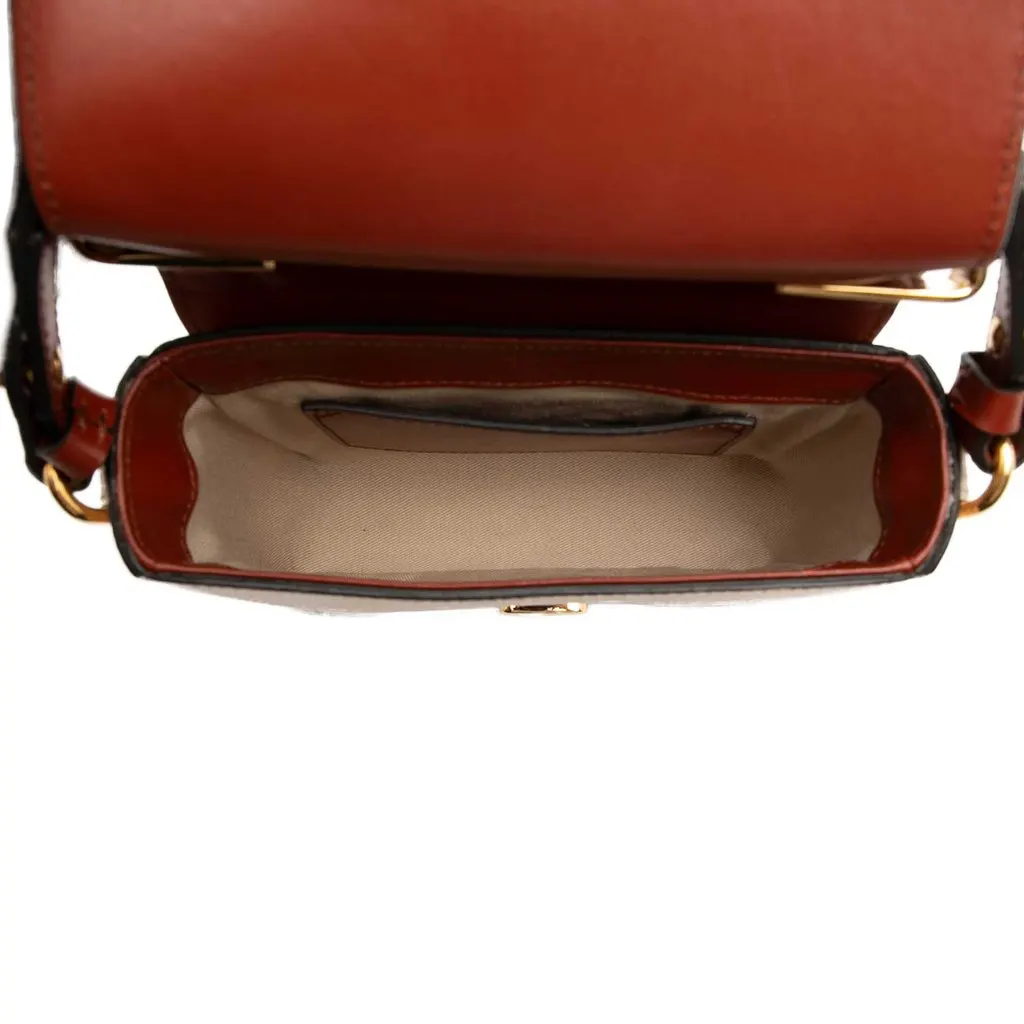 Chloé Mini Bicolor Croc Embossed Calfskin C Satchel Red Leather Very good - Model View