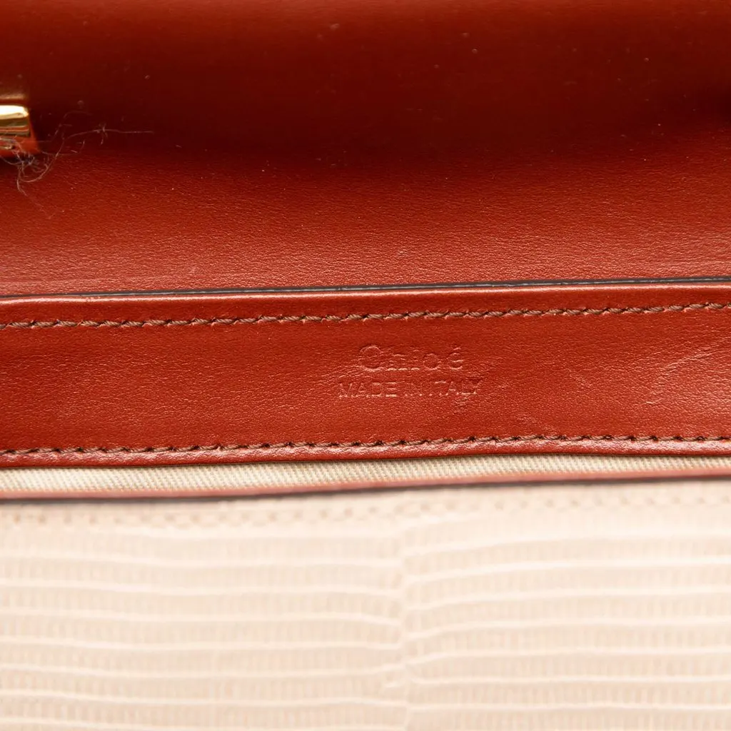 Chloé Mini Bicolor Croc Embossed Calfskin C Satchel Red Leather Very good - Box View