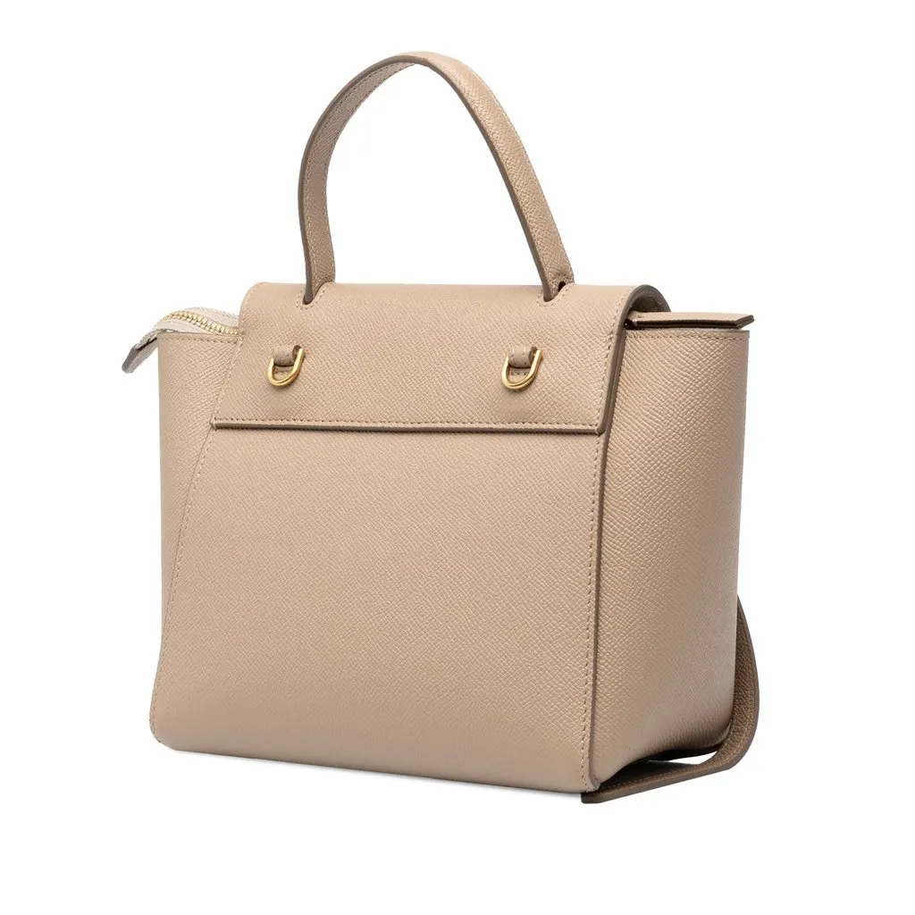 Celine Nano Grained Calfskin Belt Bag Beige Leather Good - Back View