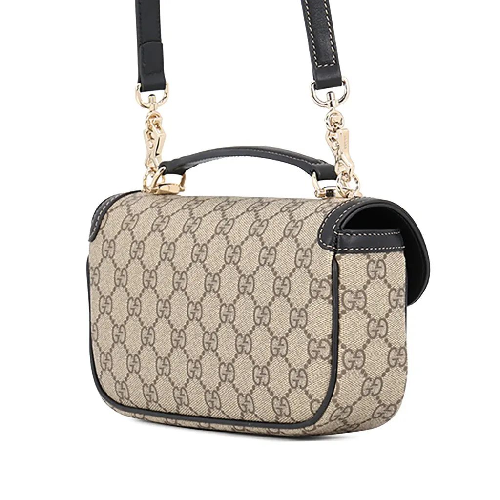 Gucci GG Supreme Horsebit 1955 Top Handle Bag Beige Very good - Back View