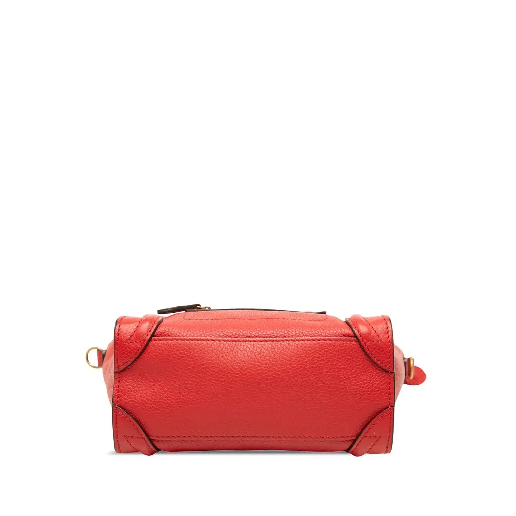 Celine Nano Leather Luggage Tote Red Leather Good - Inside View