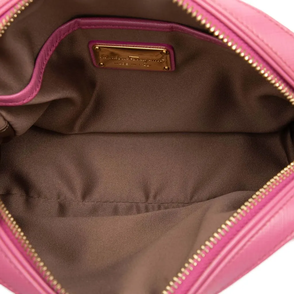 Salvatore Ferragamo Leather Vara Bow Lydia Camera Bag Purple Leather Very good - Model View