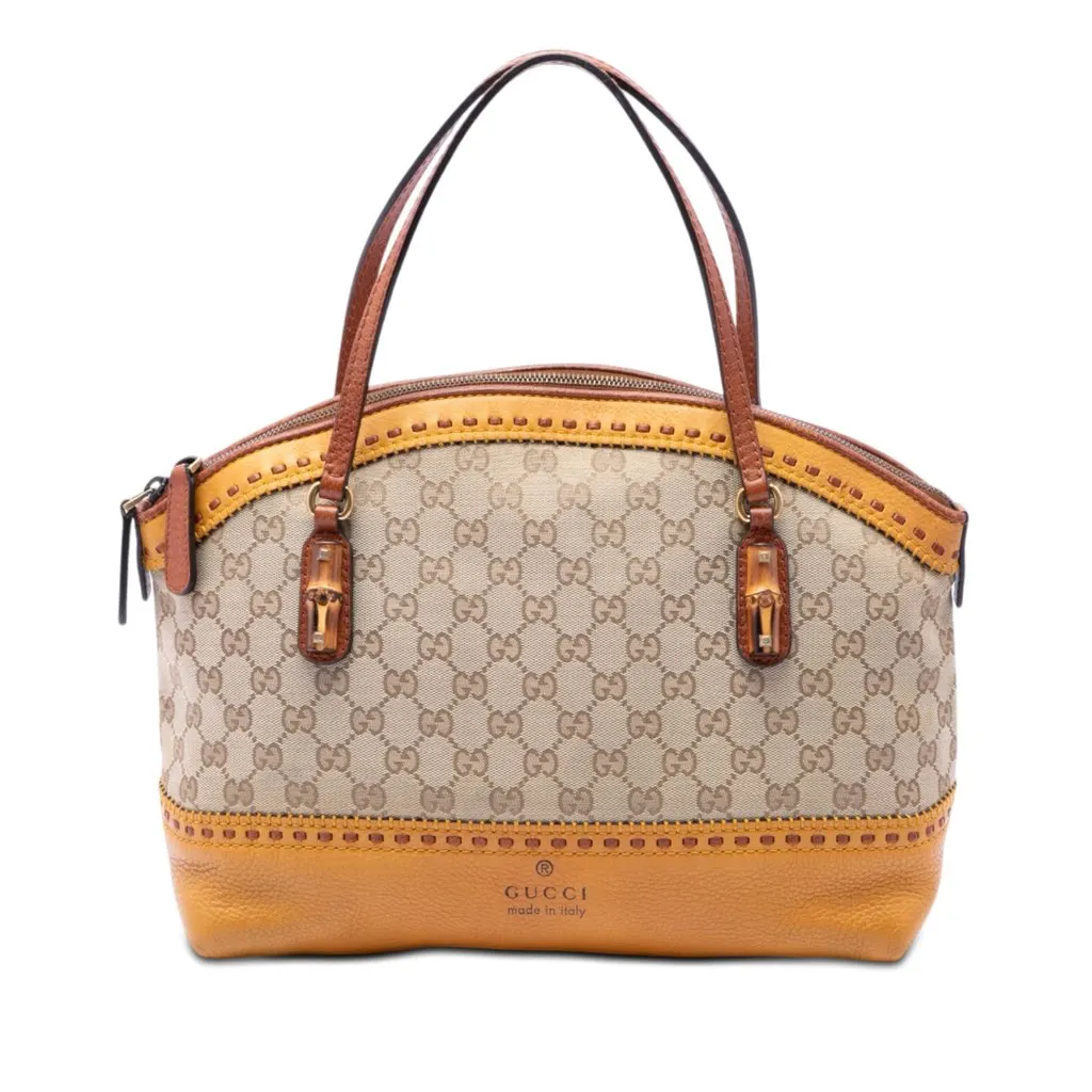 Gucci GG Canvas Laidback Crafty Handbag Beige Very good - Front View