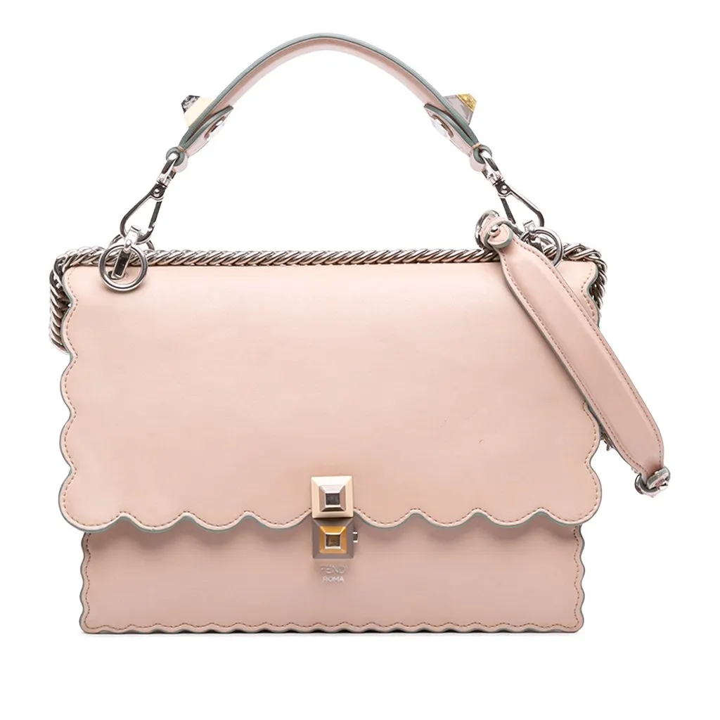 Fendi Medium Scalloped Leather Kan I Satchel Pink Leather Very good - Front View