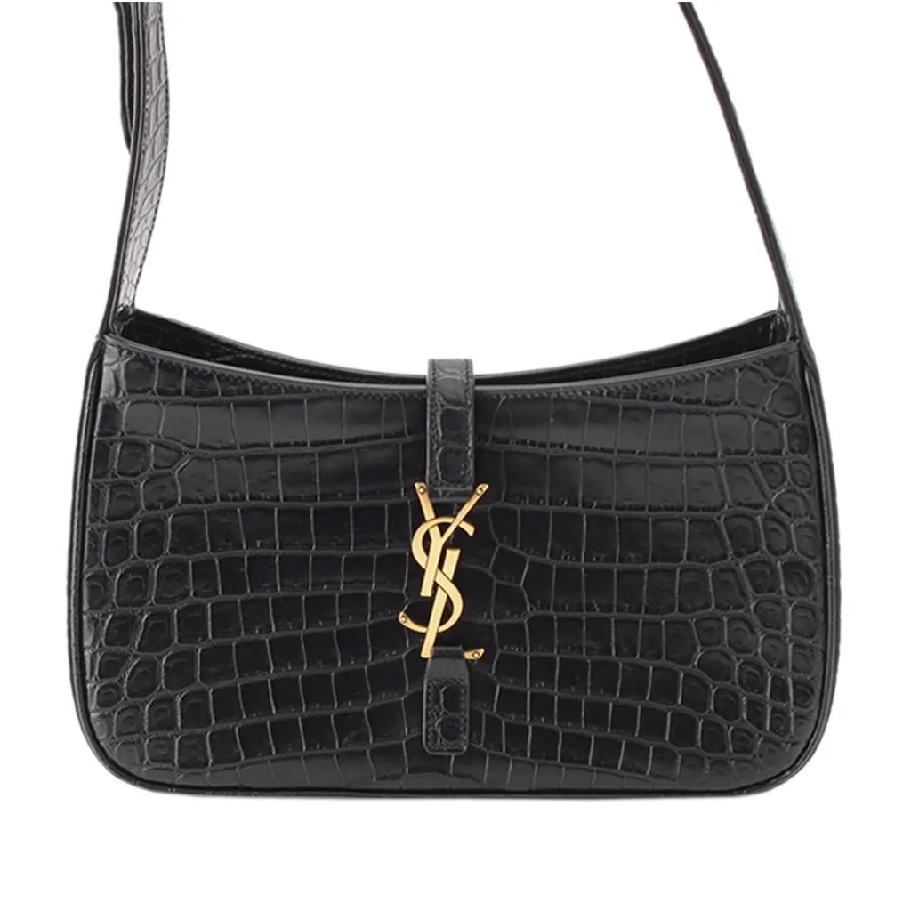 Saint Laurent Croc Embossed Leather Le 5 A 7 Black Leather Very good - Back View