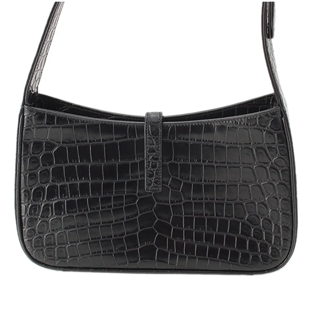Saint Laurent Croc Embossed Leather Le 5 A 7 Black Leather Very good - Box View