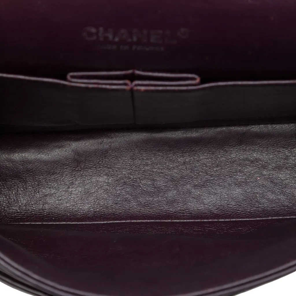 Chanel Medium Classic Lambskin Double Flap Purple Leather Very good - Model View